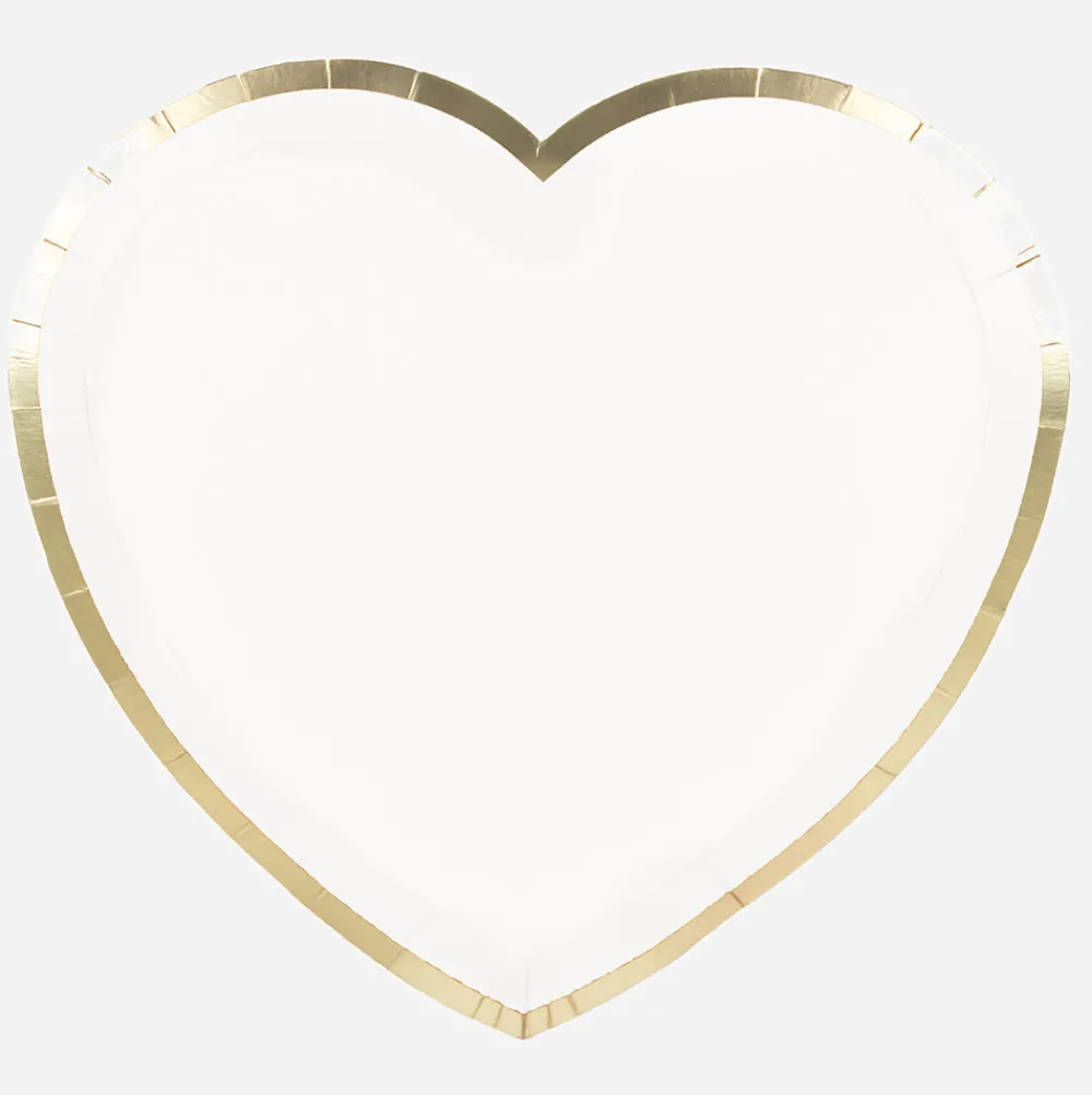 Party Pro 8 Assiettes Coeur Blanches