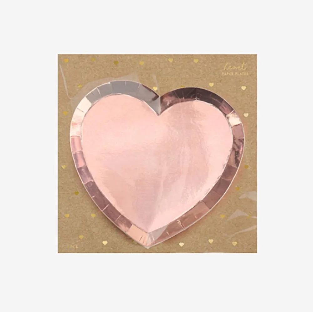 Party Deco 6 Assiettes Coeur Rose Gold