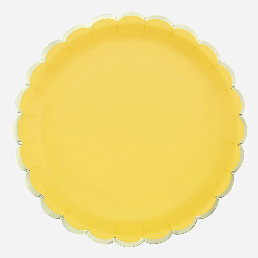Party Pro 8 Assiettes Festonnees Jaunes