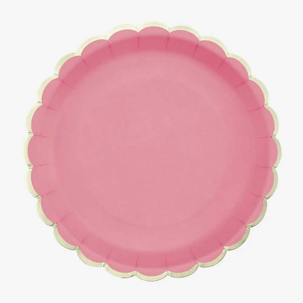 Party Pro 8 Assiettes Festonnees Rose Neon