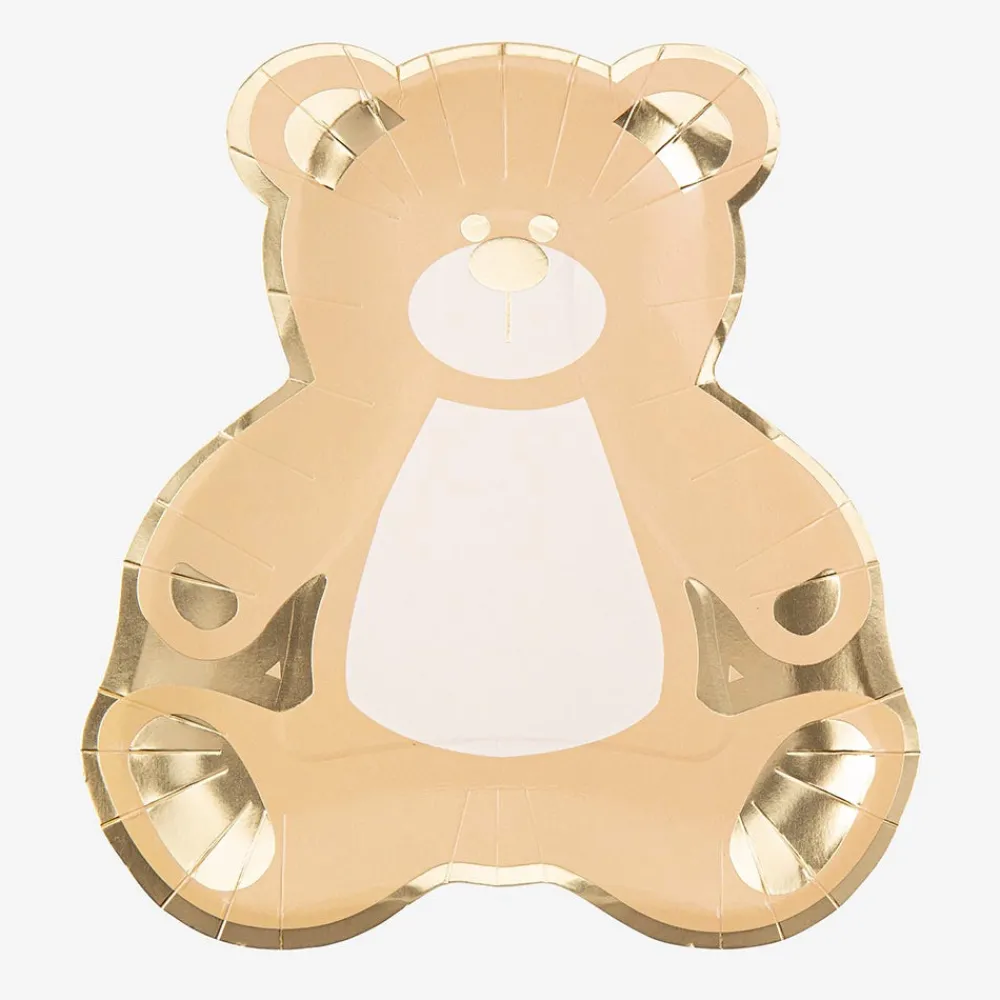 Arty Fêtes Factory 8 Assiettes Ourson Nude Et Dore