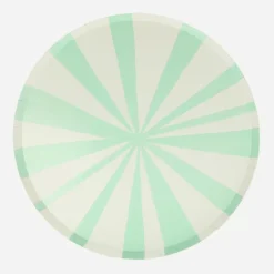 Meri Meri 8 Assiettes Rayures Aqua