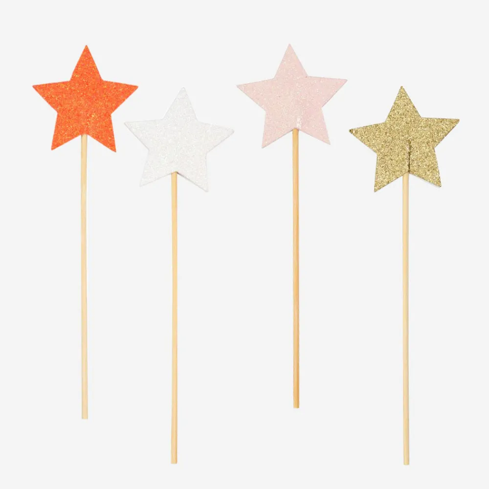 Meri Meri 8 Baguettes Etoiles Pailletees> Accessoires