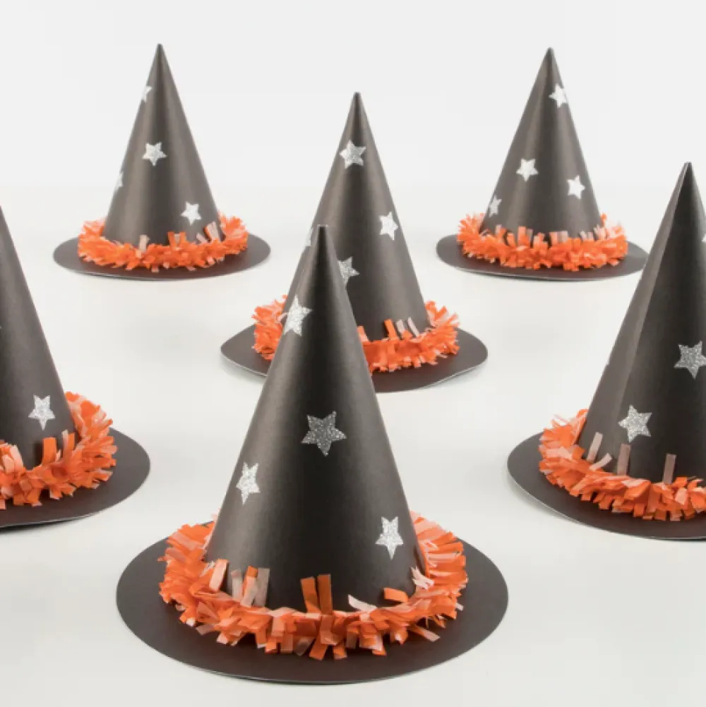 Meri Meri 6 Chapeaux Pointus Sorciere Halloween> Chapeaux Pointus