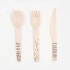 Party Deco 18 Couverts En Bois Graphisme Noir