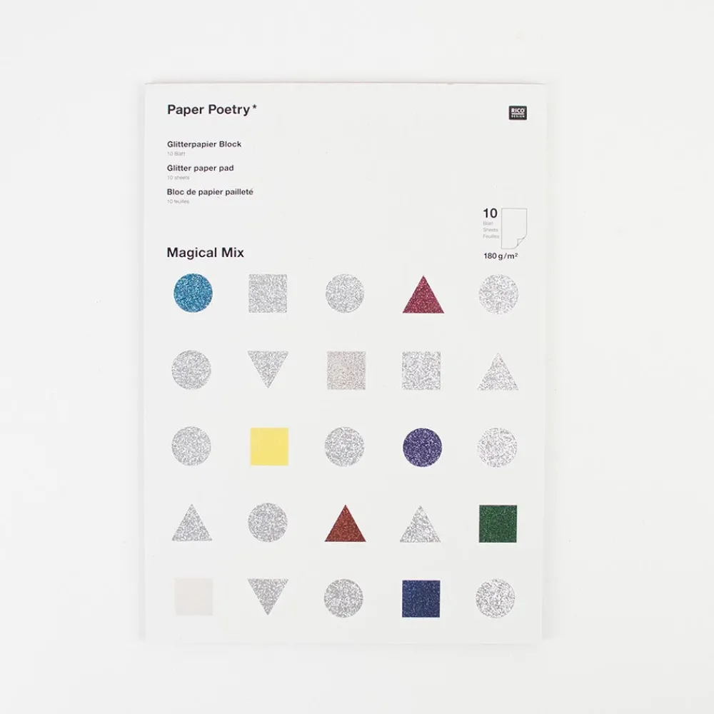 Rico Design 10 Feuilles De Papier Paillete Multicolore