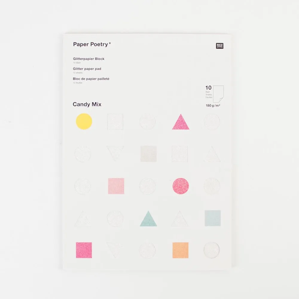 Rico Design 10 Feuilles De Papier Paillete Pastel