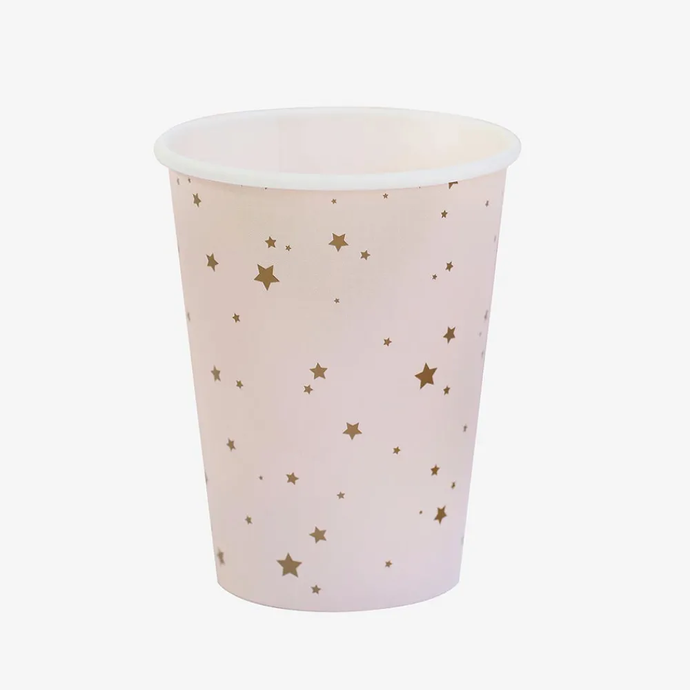 Ginger Ray 8 Gobelets Etoiles Rose Et Or