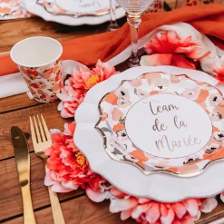 Arty Fêtes Factory 8 Gobelets Fleurs Corail