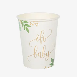 Arty Fêtes Factory 8 Gobelets Oh Baby Feuilles Vert Et Or