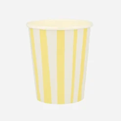 Meri Meri 8 Gobelets Rayures Jaunes