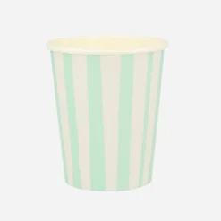 Meri Meri 8 Gobelets Rayures Menthe