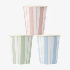 Meri Meri 8 Gobelets Rayures Pastel