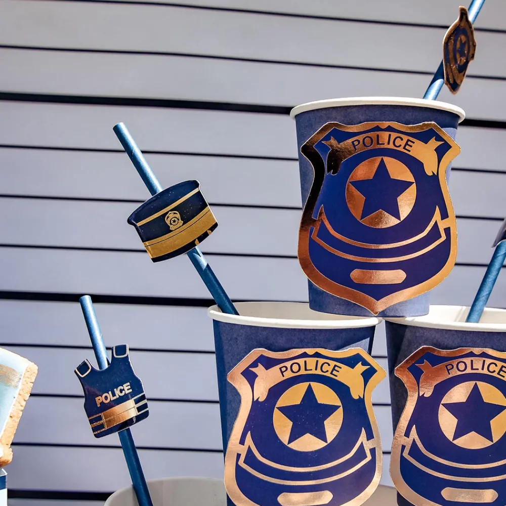 Arty Fêtes Factory 12 Pailles En Papier Police