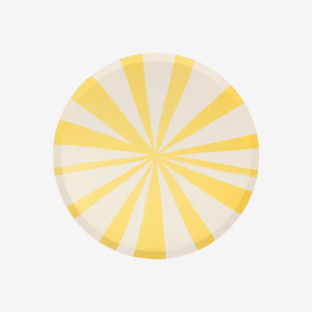 Meri Meri 8 Petites Assiettes Rayures Jaunes