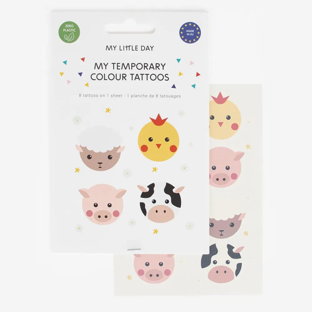 My Little Day 1 Planche De 8 Tatouages Animaux De La Ferme> Tatouages Éphémères