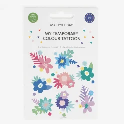 My Little Day 1 Planche De 8 Tatouages Fleurs Colorees> Tatouages Éphémères