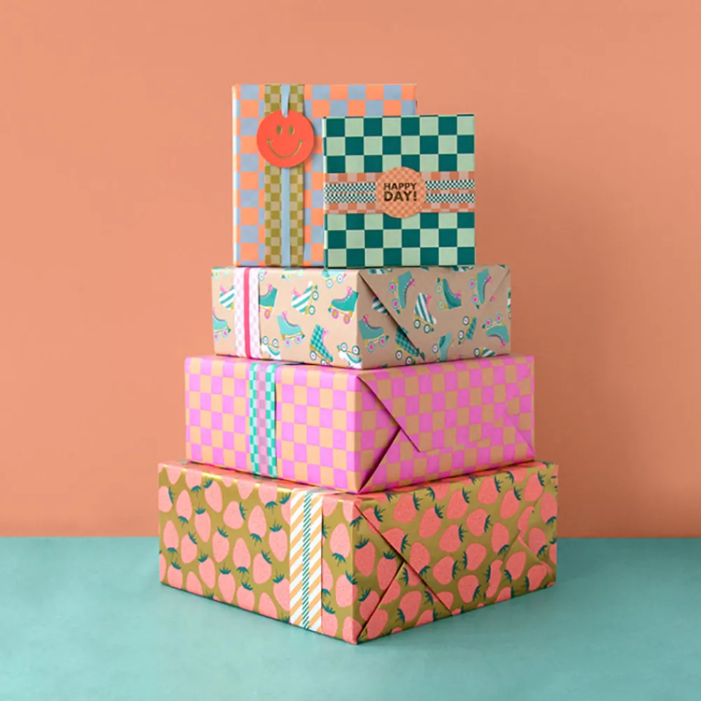 House of Products 1 Rouleau De Papier Rollers Bleus Et Roses> Papier Cadeau