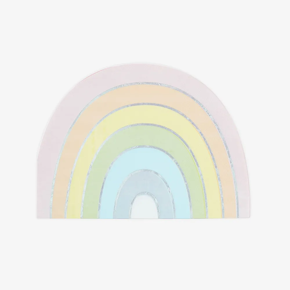 Ginger Ray 16 Serviettes - Arc-En Ciel Pastel Et Iridescent