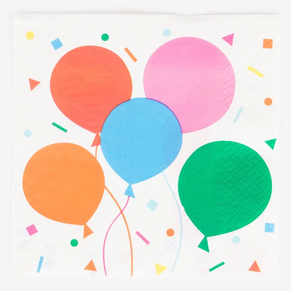 Unique Party 16 Serviettes Ballons Multico