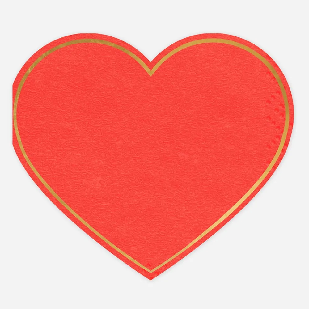 Party Deco 20 Serviettes En Papier Coeurs Rouges