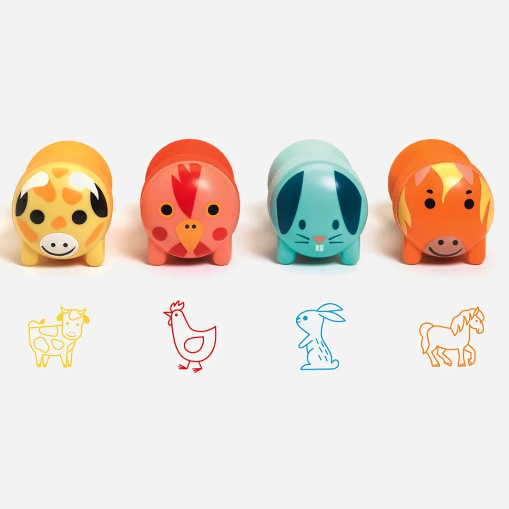 Djeco 4 Tampons Animaux De La Ferme