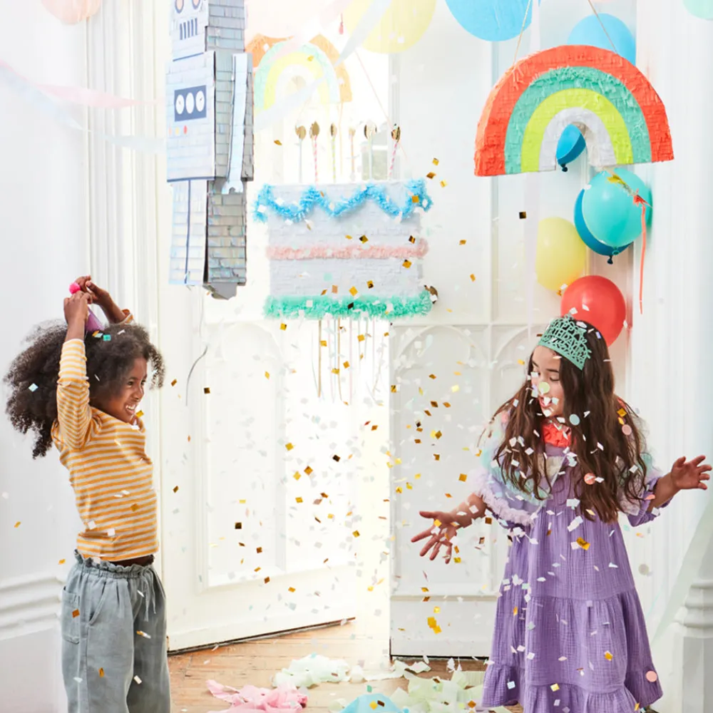 Meri Meri 8 Tiares Glitter Happy Birthday> Chapeaux Pointus
