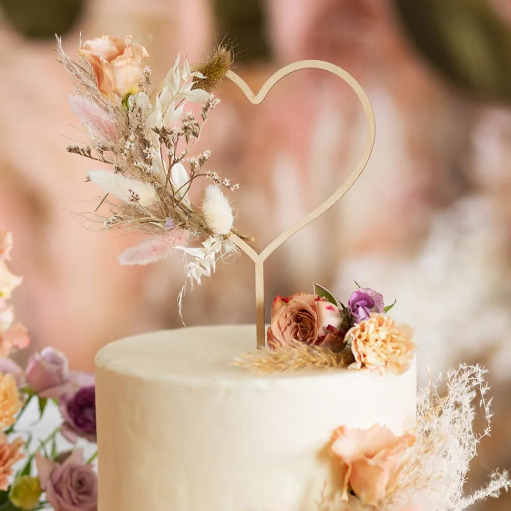 Party Deco 1 Topper Coeur En Bois
