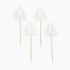 Rico Design 4 Toppers Bateau Blanc En Bois