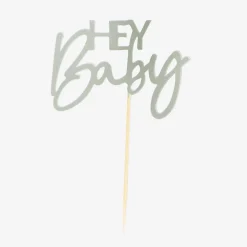 Ginger Ray 12 Toppers Hey Baby Sauge