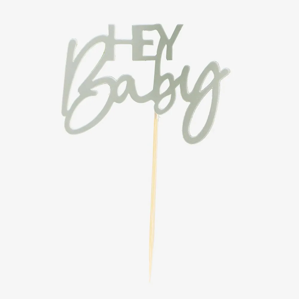 Ginger Ray 12 Toppers Hey Baby Sauge