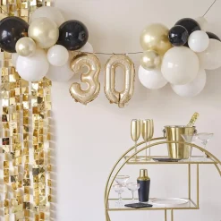Ginger Ray Arche De Ballons Anniversaire 30 Ans Blanc Dore Et Noir> Arche De Ballon