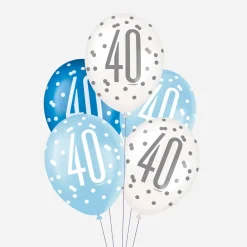 Unique Party Ballon De Baudruche : 6 Ballons 40 Ans Bleus> Ballons De Baudruche À Motif