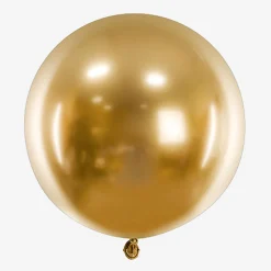 Party Deco Ballon De Baudruche : 1 Ballon Rond Chrome Dore (60Cm)> Ballons De Baudruche Unis