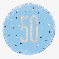 Unique Party Ballon Helium 50 Ans Bleu Et Holographique> Ballons Helium À Forme