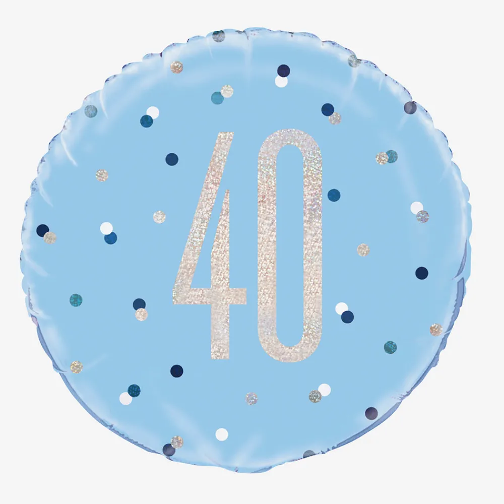 Unique Party Ballon Helium 40 Ans Bleu Et Holographique> Ballons Helium À Forme