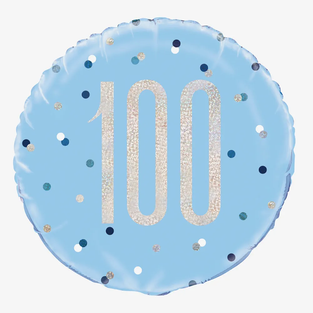 Unique Party Ballon Helium 100 Ans Bleu Et Holographique> Ballons Helium À Forme