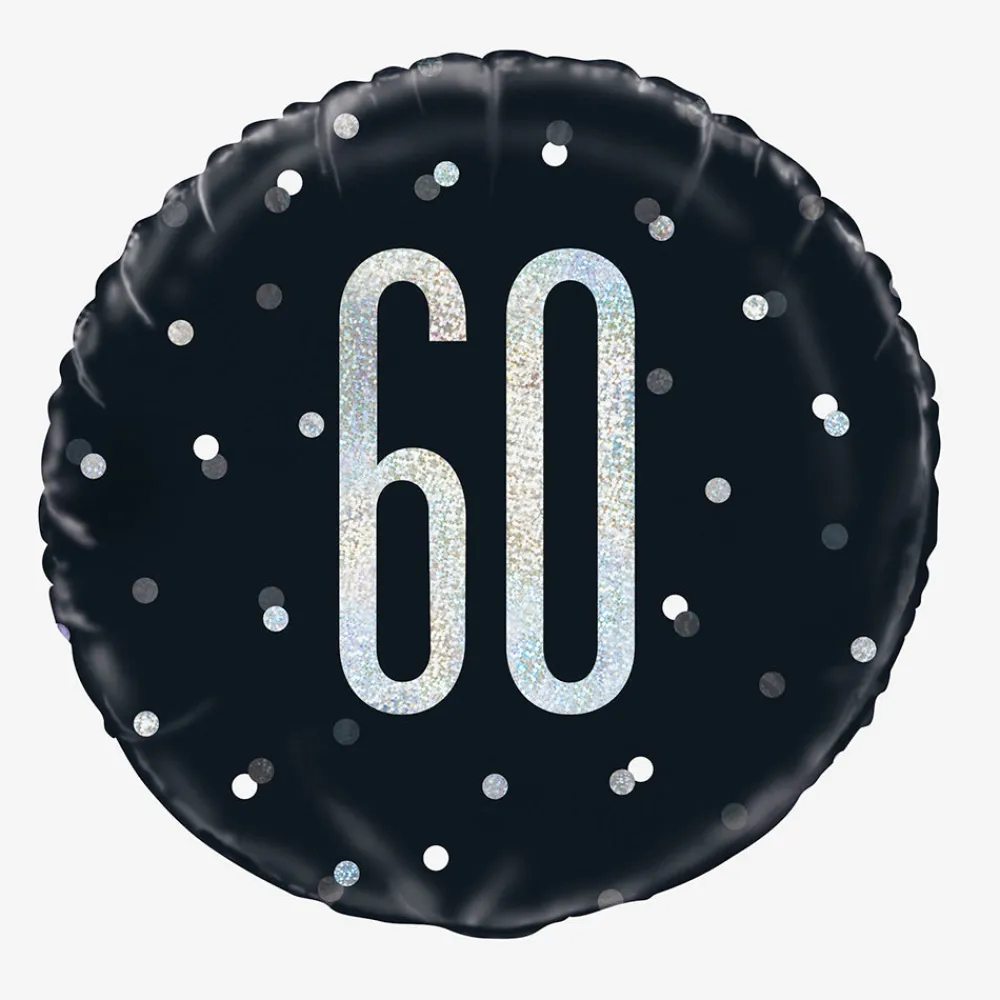 Unique Party Ballon Helium 60 Ans Noir Et Holographique> Ballons Chiffre