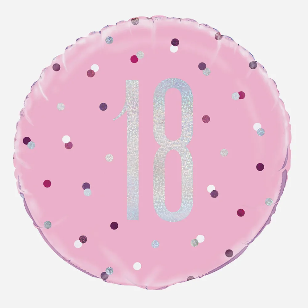 Unique Party Ballon Helium 18 Ans Rose Et Holographique> Ballons Chiffre