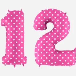 Grabo Balloons Ballon Helium Geant - Ballon Geant Chiffre Rose A Pois Blancs> Ballons Chiffre