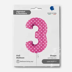 Grabo Balloons Ballon Helium Geant - Ballon Geant Chiffre Rose A Pois Blancs> Ballons Chiffre