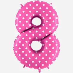 Grabo Balloons Ballon Helium Geant - Ballon Geant Chiffre Rose A Pois Blancs><noscript><img width=