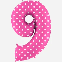 Grabo Balloons Ballon Helium Geant - Ballon Geant Chiffre Rose A Pois Blancs><noscript><img width=