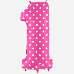 Grabo Balloons Ballon Helium Geant - Ballon Geant Chiffre Rose A Pois Blancs><noscript><img width=