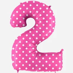 Grabo Balloons Ballon Helium Geant - Ballon Geant Chiffre Rose A Pois Blancs><noscript><img width=