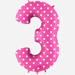 Grabo Balloons Ballon Helium Geant - Ballon Geant Chiffre Rose A Pois Blancs><noscript><img width=