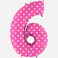 Grabo Balloons Ballon Helium Geant - Ballon Geant Chiffre Rose A Pois Blancs><noscript><img width=