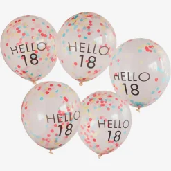 Ginger Ray Ballons De Baudruche : 5 Ballons Confettis 18 Ans> Ballons De Baudruche À Motif