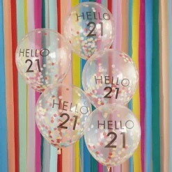 Ginger Ray Ballons De Baudruche : 5 Ballons Confettis 21 Ans><noscript><img width=