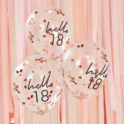 Ginger Ray Ballons De Baudruche : 5 Ballons Confettis 18 Ans Rose Gold> Ballons De Baudruche À Motif